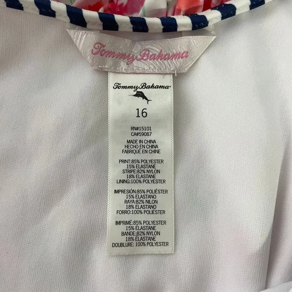 Tommy Bahama 16 Girls Shoulder Swimsuit Floral Ruffle Trim Tropical Swim